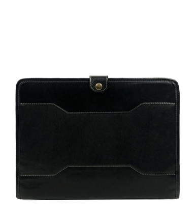 Womens Leather A4 Documents Folder Organizer - The Call of the Wild -  Black color -  Time Resistance 5209301W
