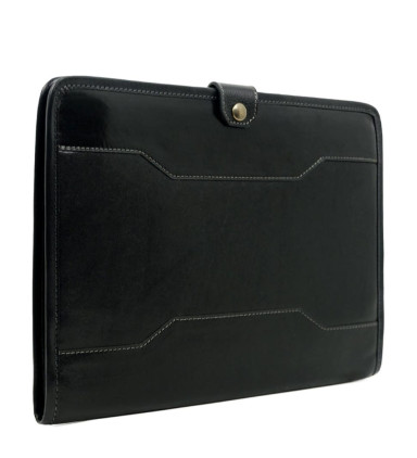 Womens Leather A4 Documents Folder Organizer - The Call of the Wild -  Black color -  Time Resistance 5209301W