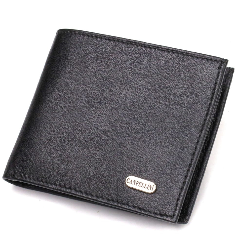 Класичний чоловічий портмоне з натуральної шкіри флотар CANPELLINI 21783 Чорний