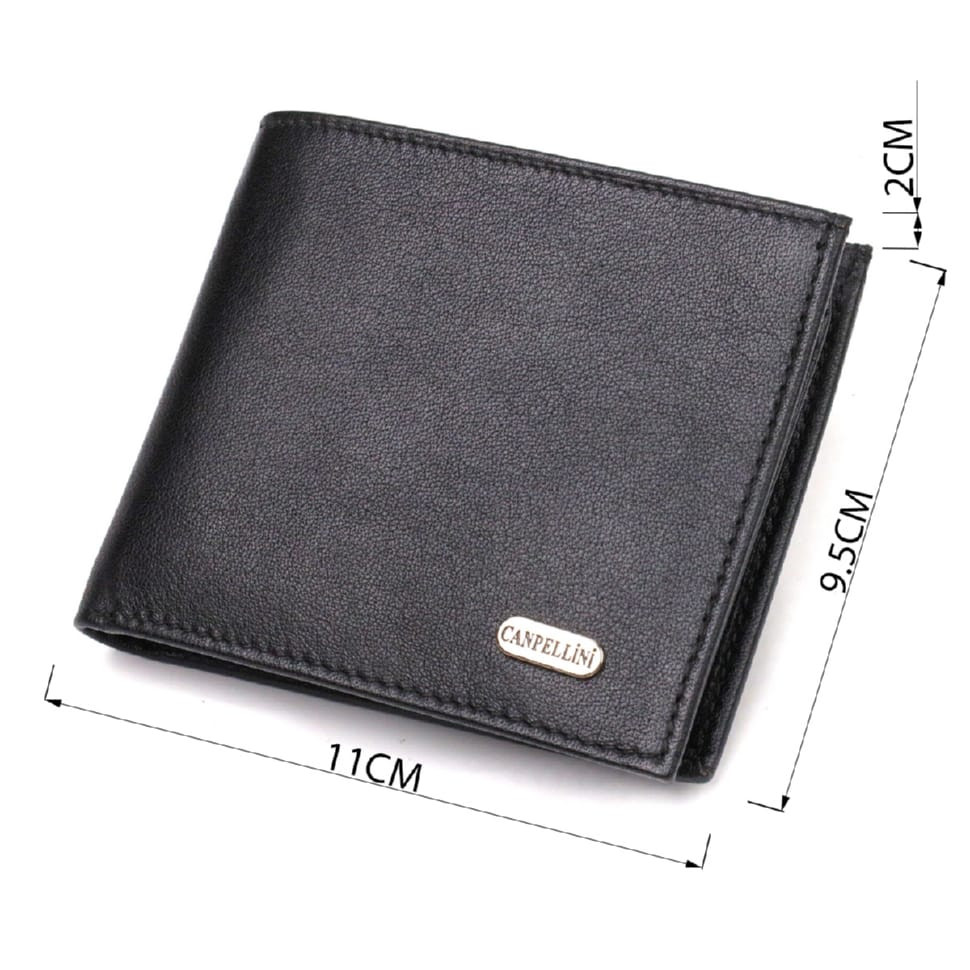 Класичний чоловічий портмоне з натуральної шкіри флотар CANPELLINI 21783 Чорний