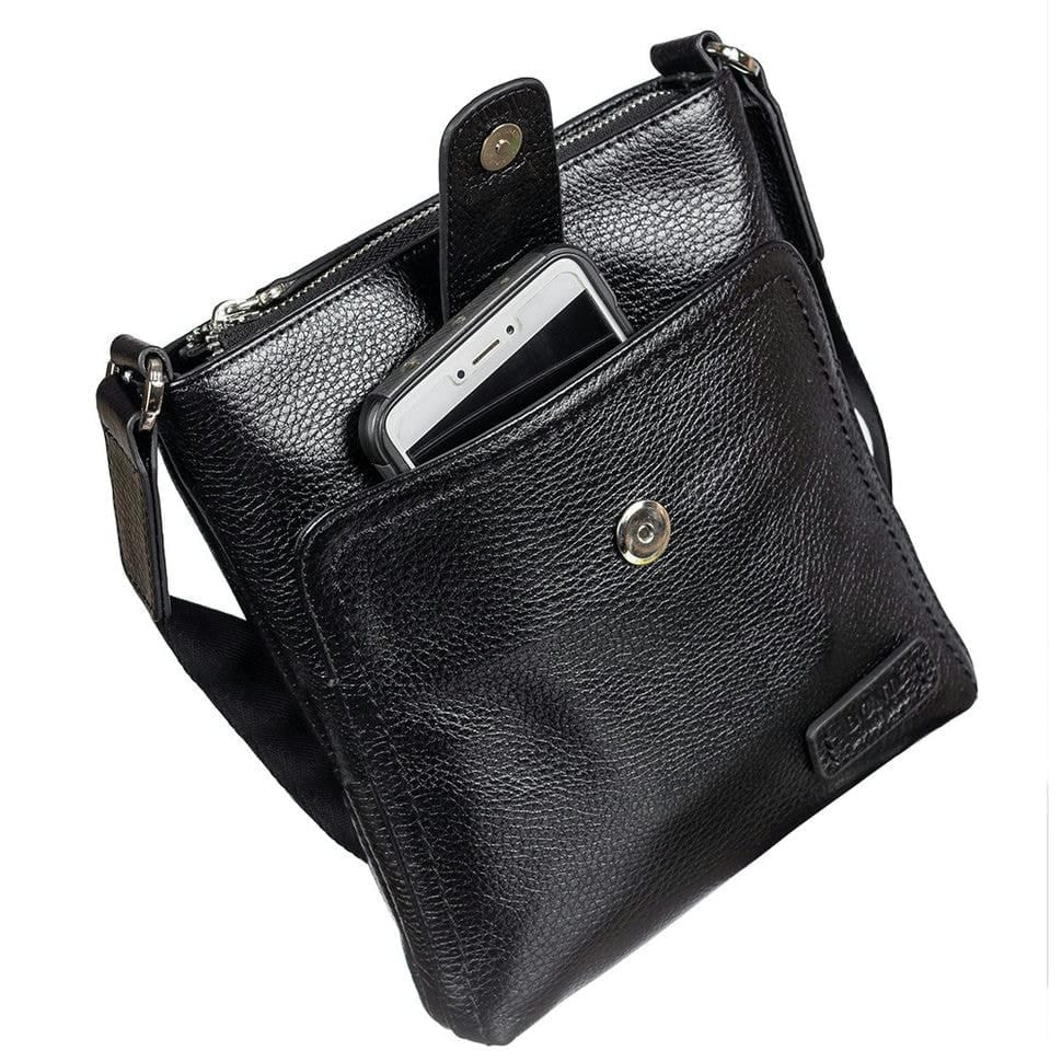 Барсетка м'яка шкіряна BOND 1031-281 чорний флотар