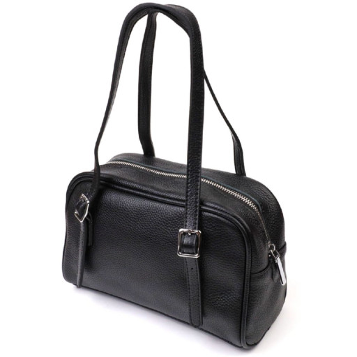 Цікава сумка-клатч зі знімними ручками з натуральної шкіри 22078 Vintage Чорна