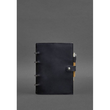 Leather notebook with a dated block (Soft book) 9.1 blue Crazy Horse