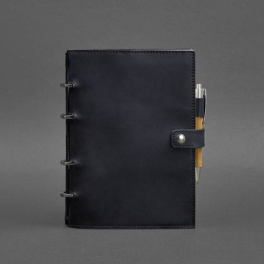 Leather notebook with a dated block (Soft book) 9.1 blue Crazy Horse