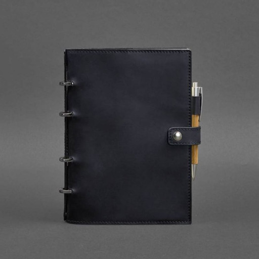 Leather notebook with a dated block (Soft book) 9.1 blue Crazy Horse