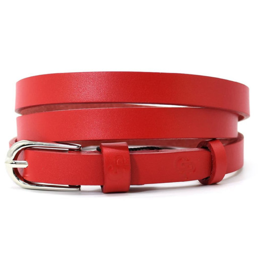 Ремінь жіночий тонкий Grande Pelle 1602040033 у червоному кольорі.