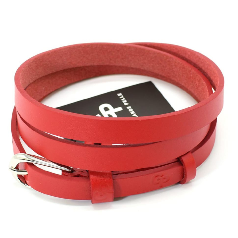 Ремінь жіночий тонкий Grande Pelle 1602040033 у червоному кольорі.