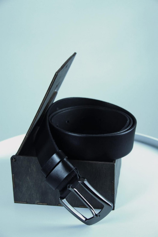 Ремінь чоловічій з натуральної шкіри SBR001 (чорний)