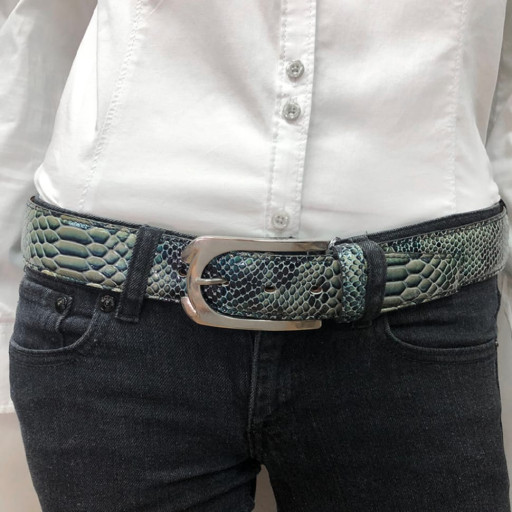 Шкіряний ремень 3021 blu синій TONY PEROTTI