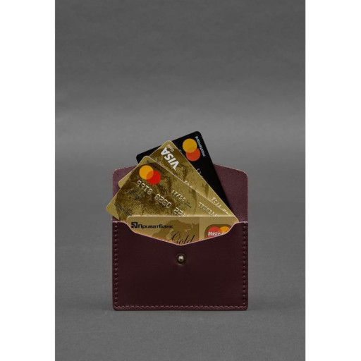 Кожаный кард-кейс 9.0 бордовый краст