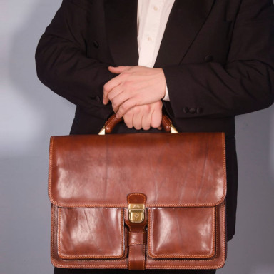 Портфель кожаный Italico 8013 cognac коньячный
