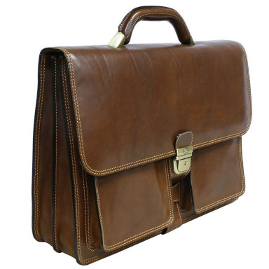 Портфель кожаный Italico 8013 cognac коньячный