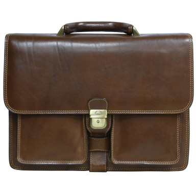 Портфель кожаный Italico 8013 cognac коньячный