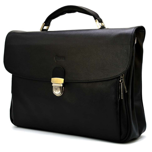 Шкіряний чоловічий портфель на два відділення TARWA GA-2067-4lx чорний