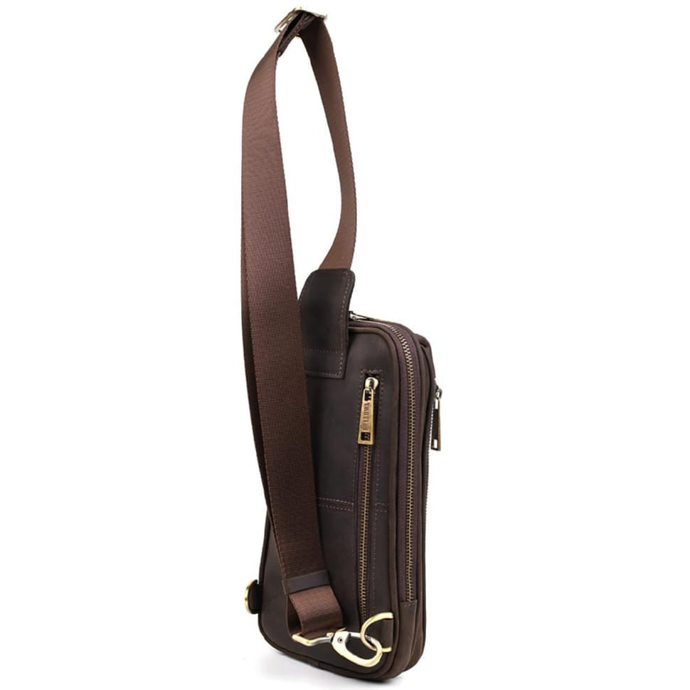 Mens business sling bag, business style TARWA RC-1536-4lx brown crazy horse