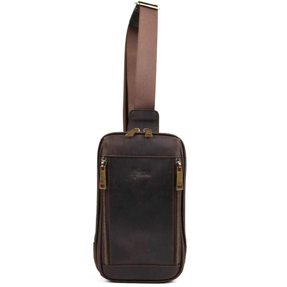 Mens business sling bag, business style TARWA RC-1536-4lx brown crazy horse