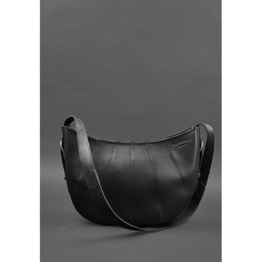 Шкіряна сумка Круассан чорна Krast