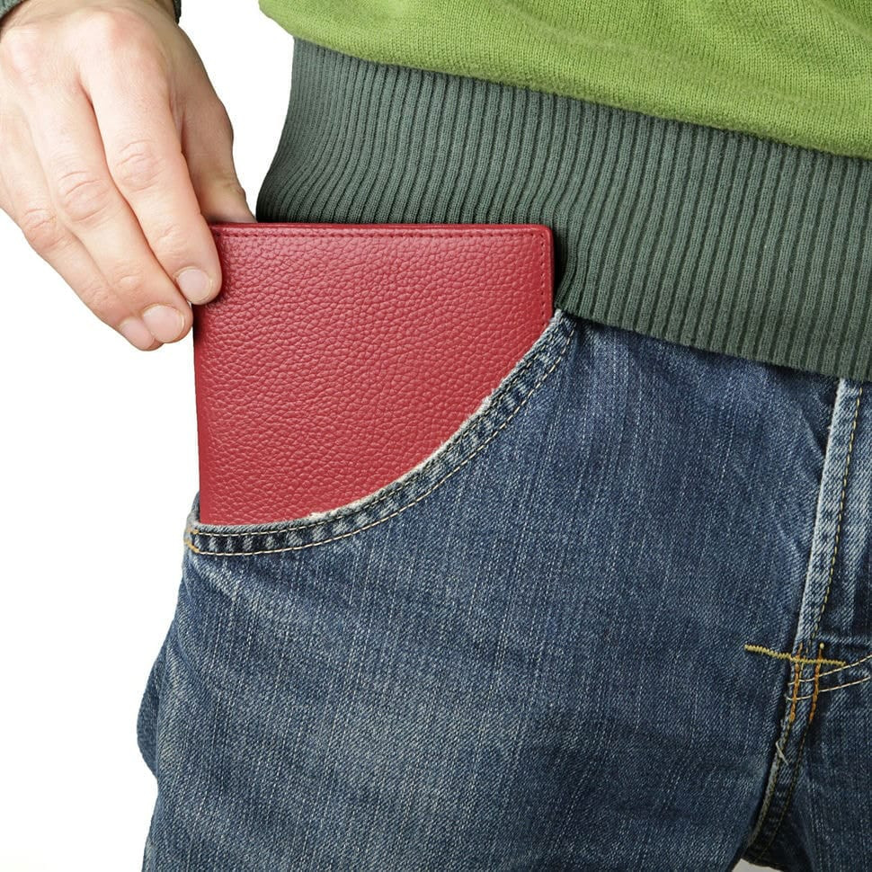 Wallet SHVIGEL 13831 leather with compartments for passports Red