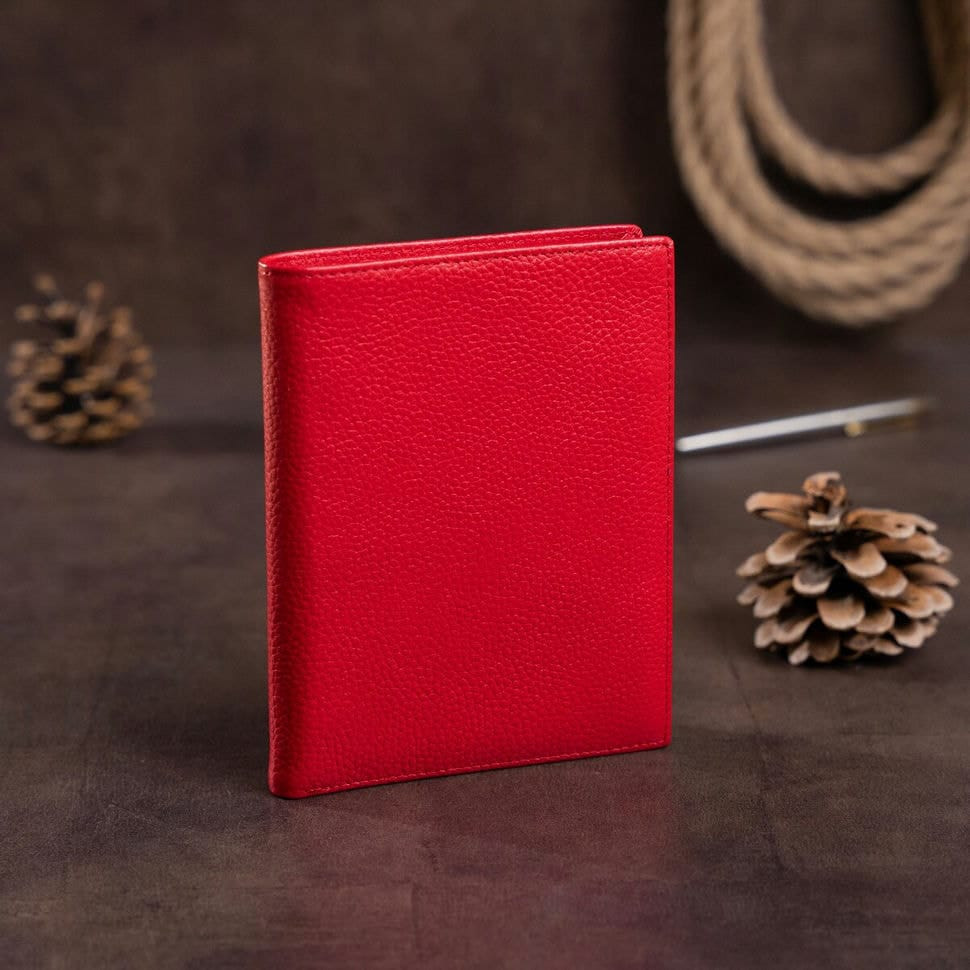 Wallet SHVIGEL 13831 leather with compartments for passports Red