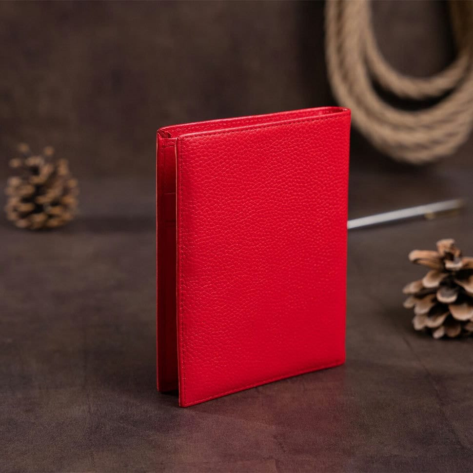 Wallet SHVIGEL 13831 leather with compartments for passports Red