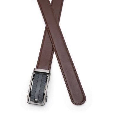 Мужской кожаный ремень с пряжкой автомат V1GKX44-brown