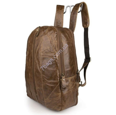 Leather sports backpack, cowhide, brown