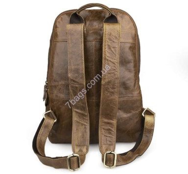 Leather sports backpack, cowhide, brown