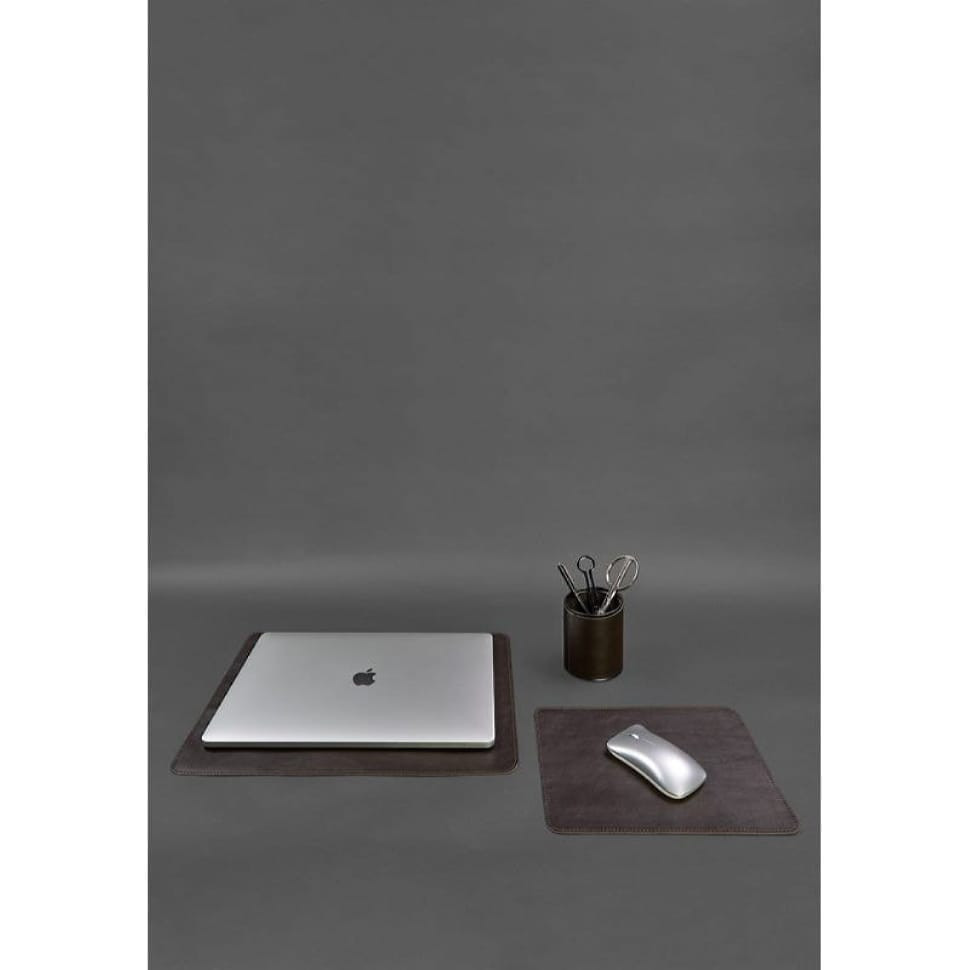 Table set made of genuine leather 1.0 dark brown crust