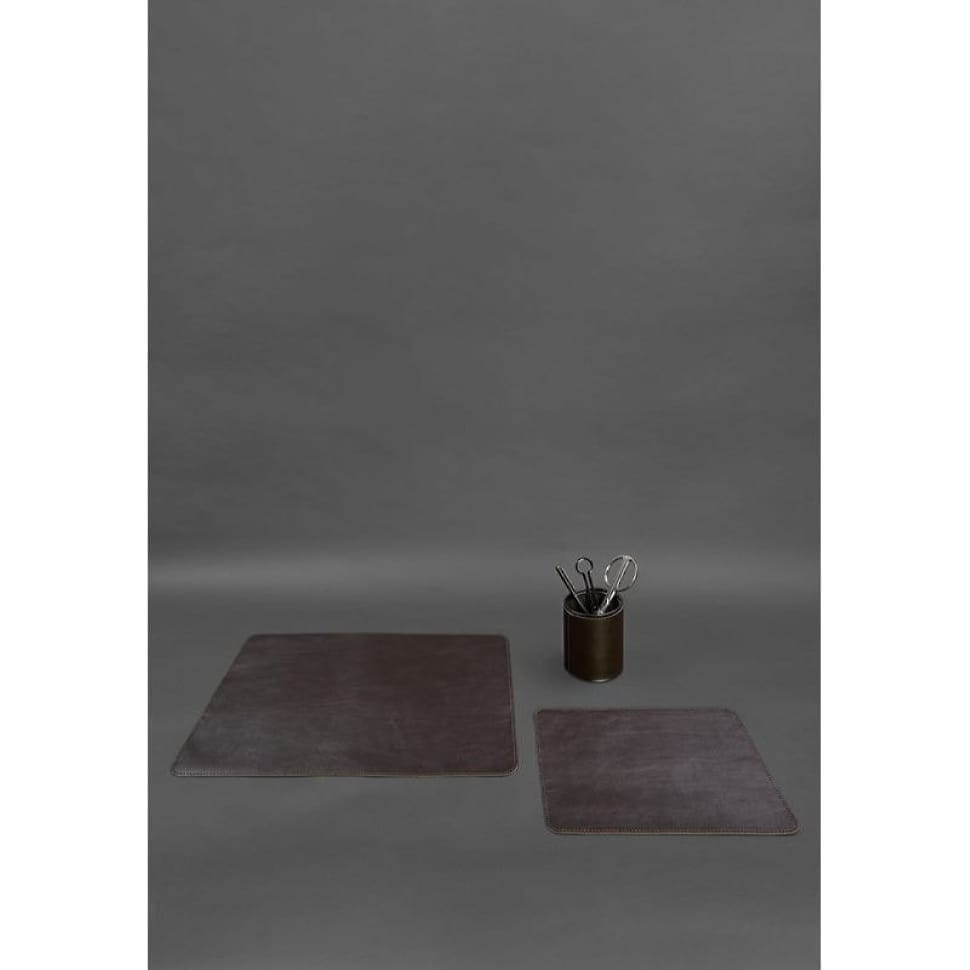 Table set made of genuine leather 1.0 dark brown crust