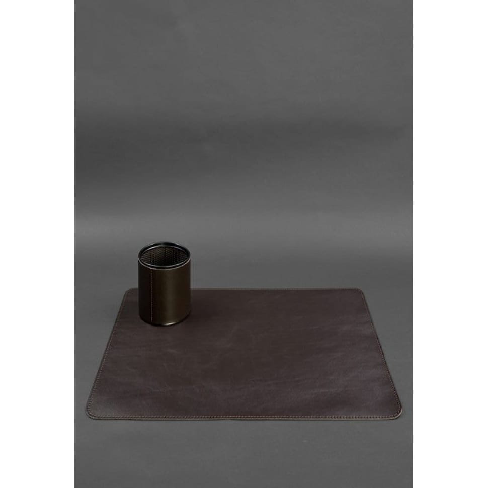 Table set made of genuine leather 1.0 dark brown crust