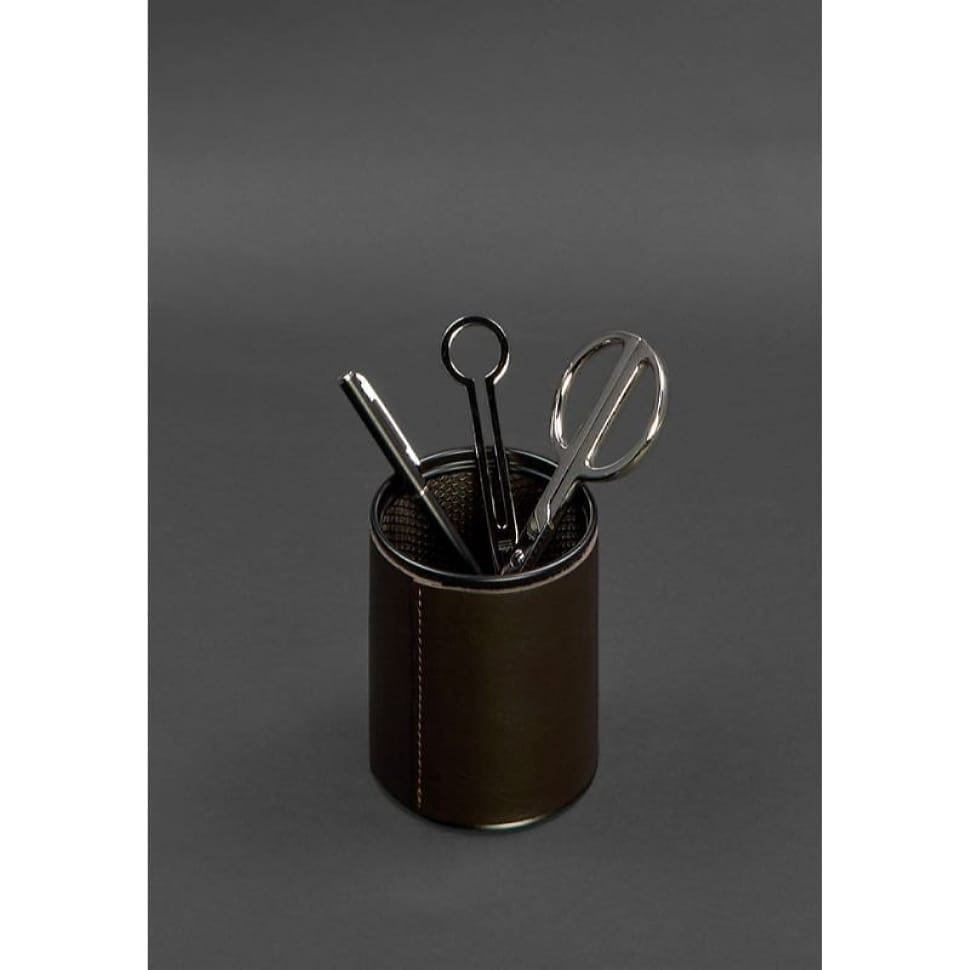Table set made of genuine leather 1.0 dark brown crust