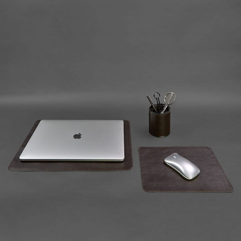 Table set made of genuine leather 1.0 dark brown crust