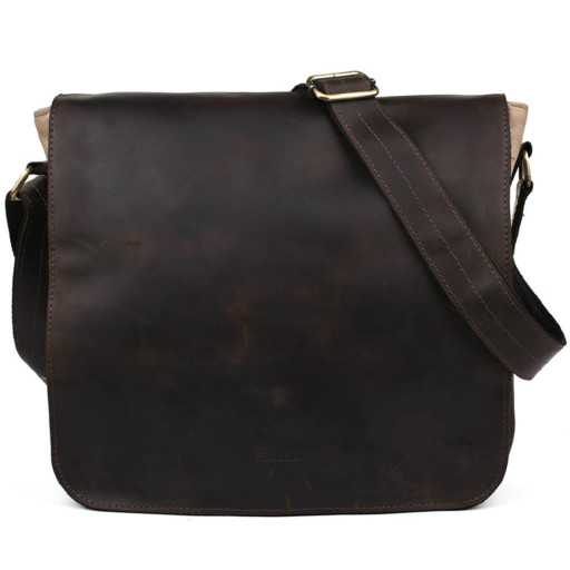 Сумка через плече розміру А4 з парусини та шкіри RCS-6601-3md TARWA