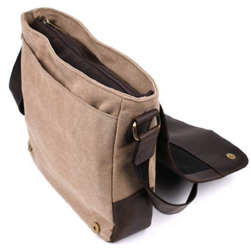 Сумка через плече розміру А4 з парусини та шкіри RCS-6601-3md TARWA
