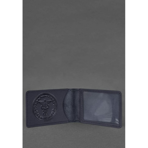 Шкіряна обкладинка на посвідчення Державної податкової служби темно-синя Crazy Horse