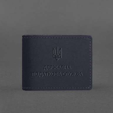 Leather cover for the ID of the State Tax Service dark blue Crazy Horse