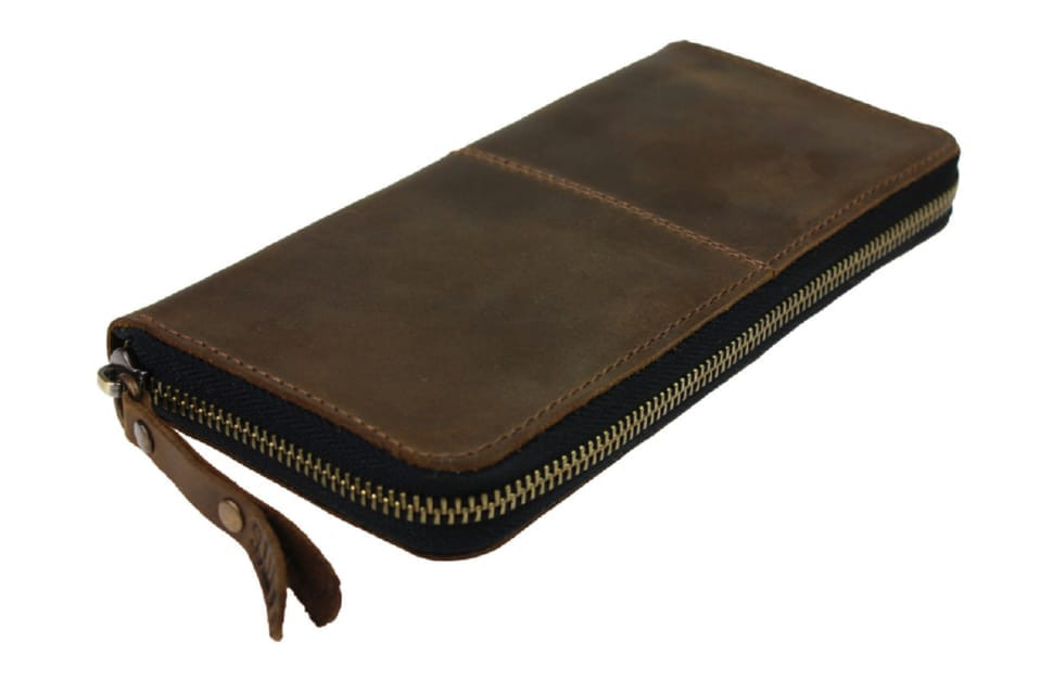Women's wallet leather clutch large travel SULLIVAN kgb89-2(19.5) olive