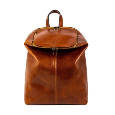 Leather Backpack - A Bend in the River - Cognac Brown color - Time Resistance 5237701