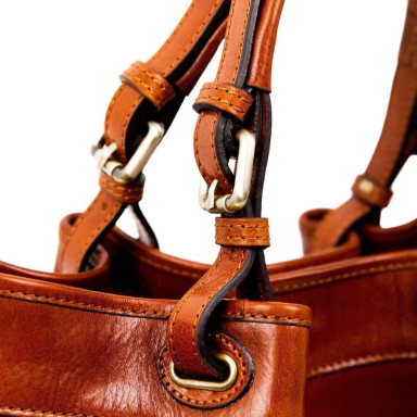 Leather Hobo Bag - The Betrothed - Cognac Time Resistance 5238001