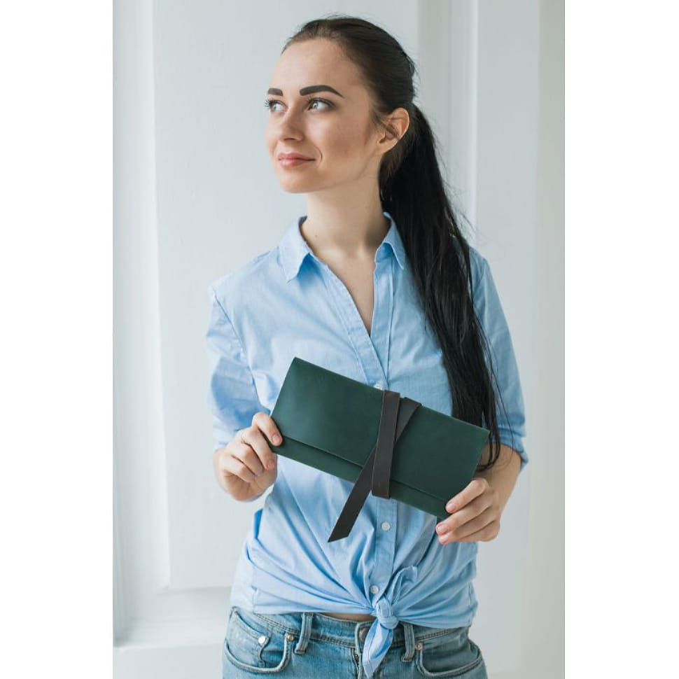 Шкіряний тревел-кейс Voyager 1.0 зелений з коричневим