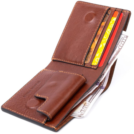 Горизонтальне портмоне в гладкій шкірі на магнітах GRANDE PELLE 11308