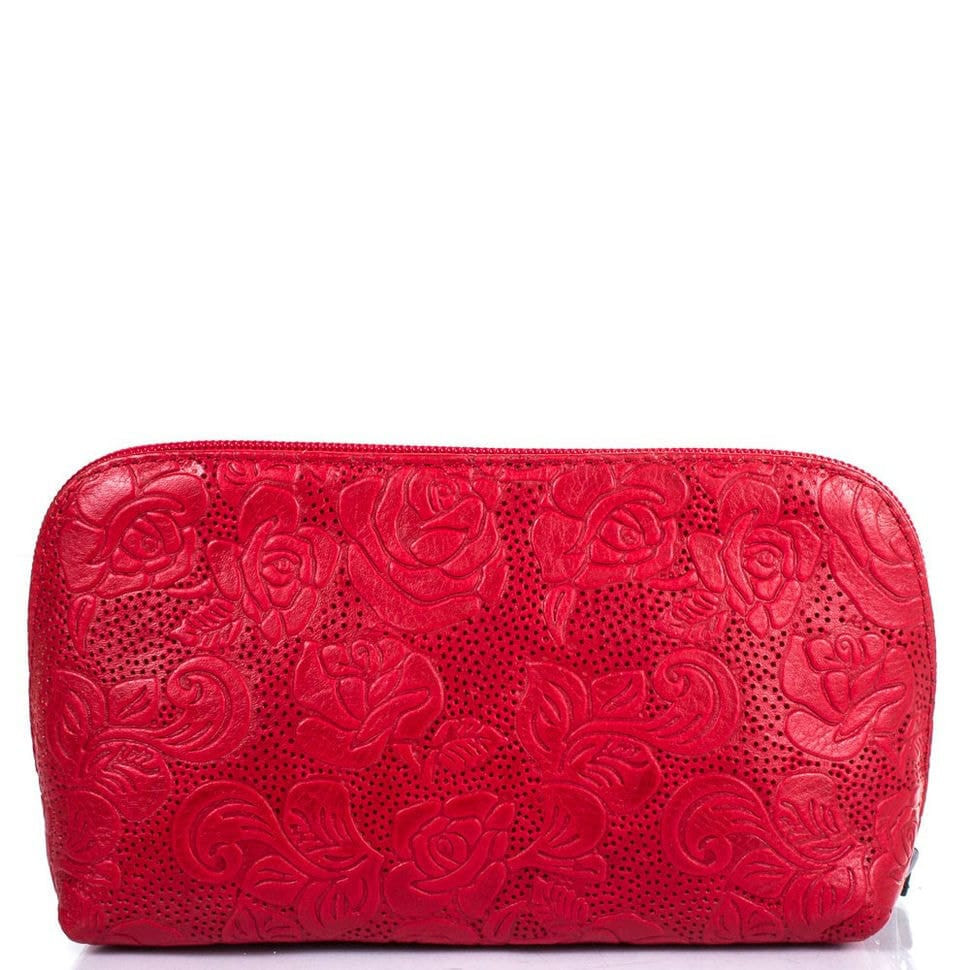 Косметичка шкіряна Desisan 1-540 червоні квіточки