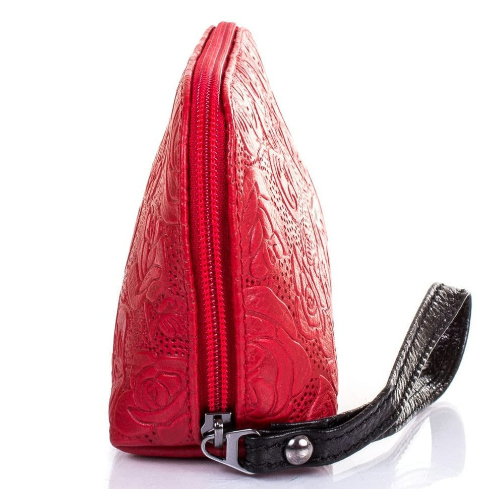 Косметичка шкіряна Desisan 1-540 червоні квіточки