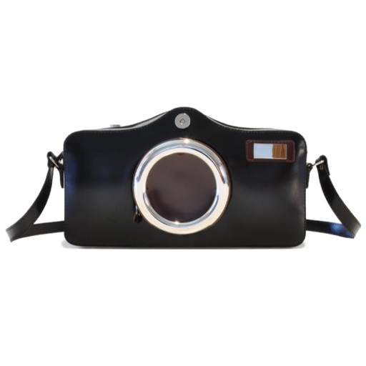 Pratesi RNE444 - Photocamera Radica Shoulder Bag в цукерці Leather Radica Black