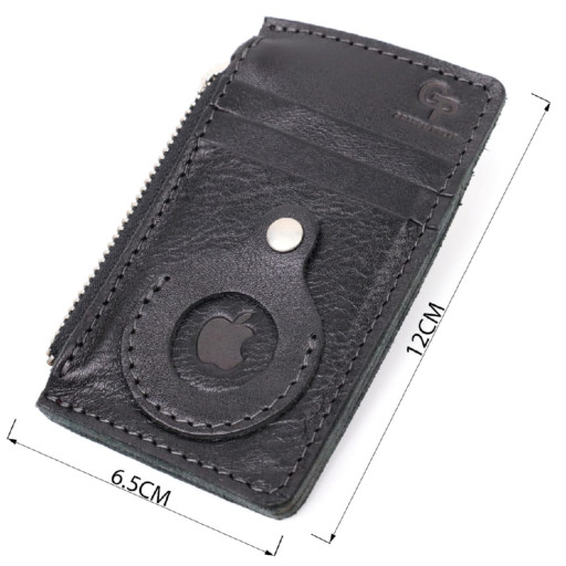 Цікавий картхолдер з утримувачем для Apple AirTag з натуральної шкіри GRANDE PELLE 11628 Чорний