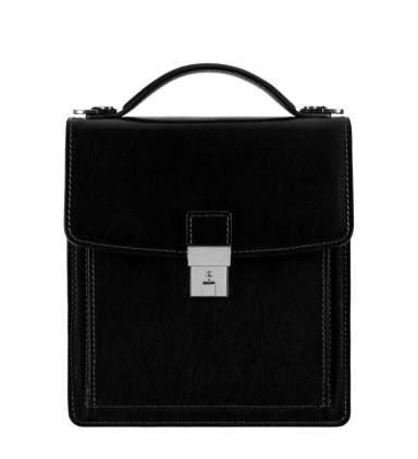 Small Leather Briefcase - Walden - Black color - Time Resistance 5242301