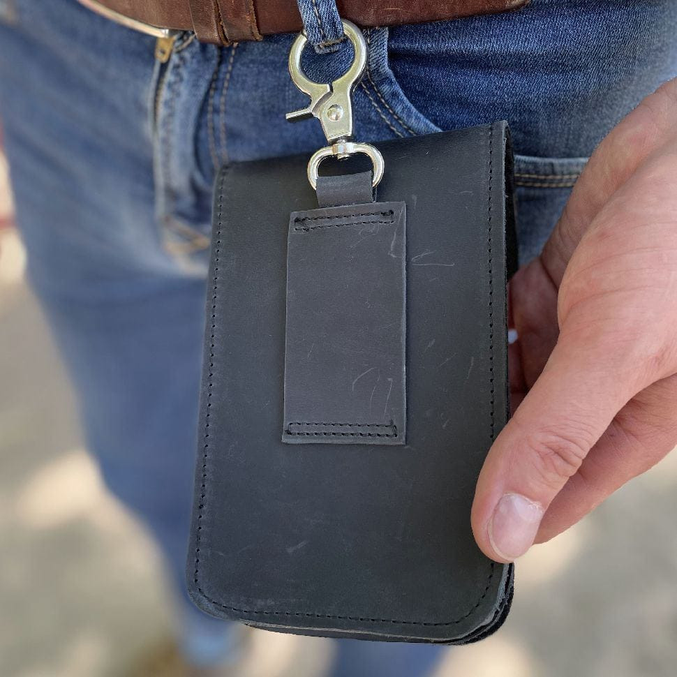 Шкіряна сумка-чохол на пояс чорна TARWA RAw-2090-3md