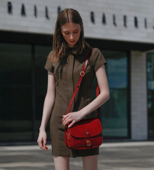 Жіноча шкіряна сумка-сідло - Women In Love - Червоний колір - Time Resistance 5244001