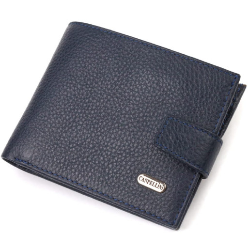 Популярний горизонтальний гаманець для чоловіків із натуральної шкіри флотар CANPELLINI 21884 Синє