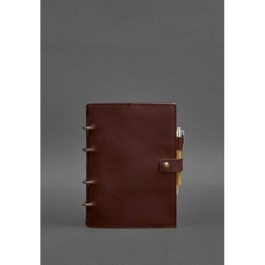 Leather notepad with a dated block (Soft book) 9.1 burgundy Crazy Horse
